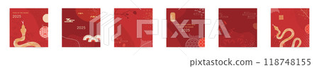 2025 Chinese New Year Premium Templates. Year of the Snake Designs with Golden Snake and Prosperity Symbols. Red and Gold Minimal Designs for Lunar New Year Greeting Cards and Ads. 2025 Chinese New Year Premium Templates. Year of the Snake Designs with Golden Snake and Prosperity Symbols. Red and Gold Minimal Designs for Lunar New Year Greeting Cards and Ads. 118748155