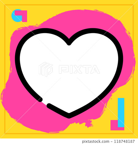 Blank quote frame template. Empty heart shape with space for text. Bright colorful shapes. Vector illustration Blank quote frame template. Empty heart shape with space for text. Bright colorful shapes. Vector illustration 118748187