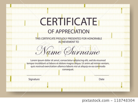 Certificates of Graduation and Appreciation design. Geometric seamless pattern diploma decoration Certificates of Graduation and Appreciation design. Geometric seamless pattern diploma decoration 118748304