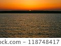 Red sunset over the Red Sea off the coast of Egypt 118748417