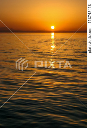 Red sunset over the Red Sea off the coast of Egypt 118748418