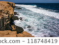 Storm off the steep shore of Big Brother Island, Red Sea, Egypt 118748419