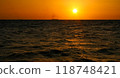 Red sunset over the Red Sea off the coast of Egypt 118748421