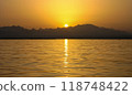 Red sunset over the Red Sea off the coast of Egypt 118748422