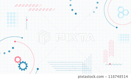 Abstract illustrations of technology, IT, electronic circuits, medical care, etc. White background 118748514