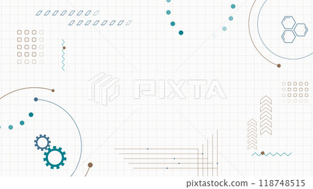 Abstract illustrations of technology, IT, electronic circuits, medical care, etc. White background 118748515
