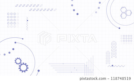 Abstract illustrations of technology, IT, electronic circuits, medical care, etc. White background 118748519