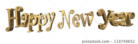 3DCG letters "Happy New Year" in gold 118748652
