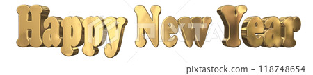 3DCG letters "Happy New Year" in gold 3DCG letters "Happy New Year" in gold 118748654