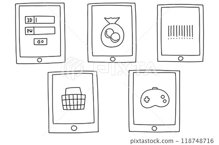 Loose and simple smartphone set 3 Line drawing 118748716