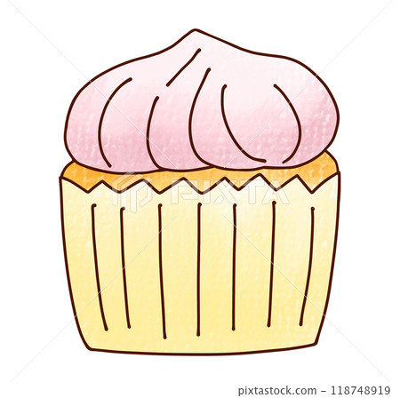 Simple strawberry whipped cream cupcakes in analog style Simple strawberry whipped cream cupcakes in analog style 118748919