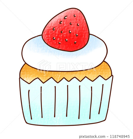 Simple and easy strawberry cupcakes in analog style 118748945