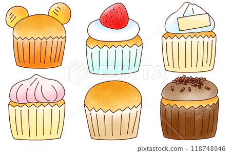 Loose and simple cupcake set, analog style 118748946