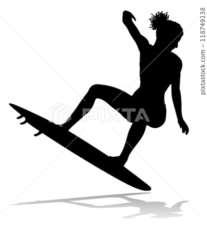 Woman Surfer Surfboard Female Surfer Silhouette Woman Surfer Surfboard Female Surfer Silhouette 118749138