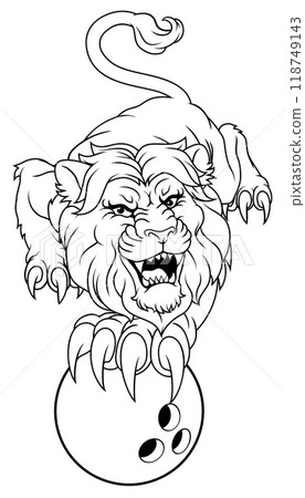 Lion Bowling Ball Animal Sports Team Mascot Lion Bowling Ball Animal Sports Team Mascot 118749143