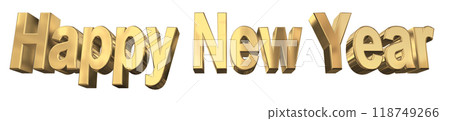 3DCG letters "Happy New Year" in gold 3DCG letters "Happy New Year" in gold 118749266