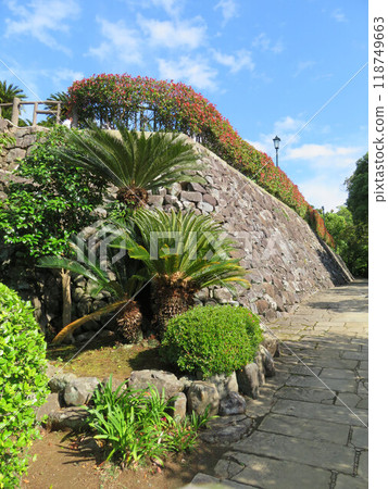 Stone walls and stone pavement at Oura Cathedral 118749663