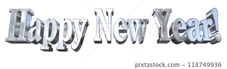 3DCG characters "Happy New Year" silver, silver 118749936