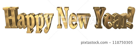 3DCG letters "Happy New Year" in gold 3DCG letters "Happy New Year" in gold 118750305