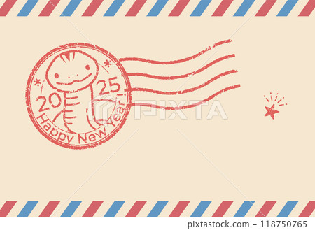 可愛的蛇年新年賀卡模板（無文字） 118750765