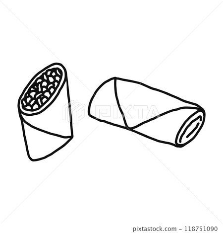 Spring rolls line drawing Spring rolls line drawing 118751090