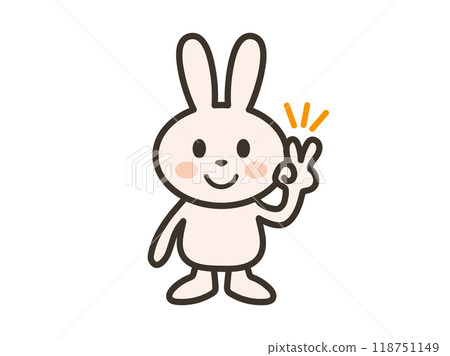 一隻可愛的兔子微笑著和平的插圖 一隻可愛的兔子微笑著和平的插圖 118751149