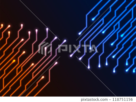 Abstract neon technology background with circuit board lines Abstract neon technology background with circuit board lines 118751156