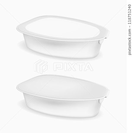 White blank metal tincan for pate, fish, beans and other products. Mock up tin can 118751240