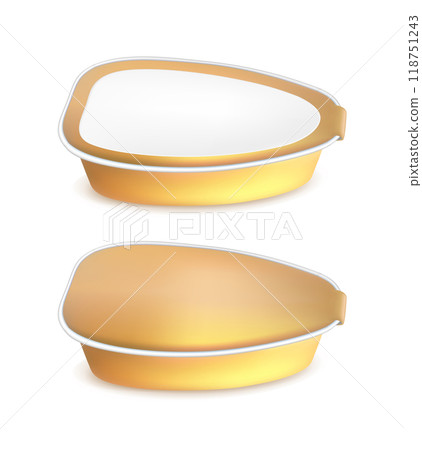 White blank metal tincan for pate, fish, beans and other products. Mock up tin can. 118751243