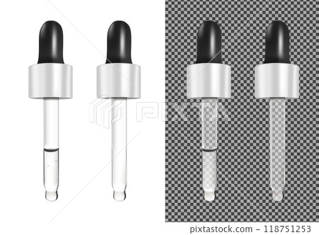 Realistic vector glass dropper for cosmetics and medicines 118751253