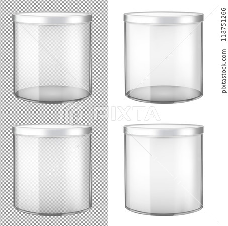 Transparent glass jar with metal lid 118751266