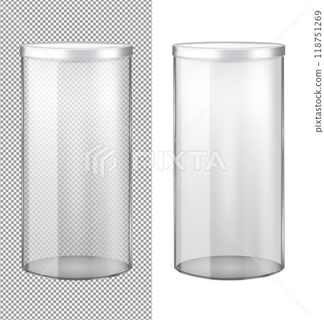 Transparent glass jar with metal lid 118751269