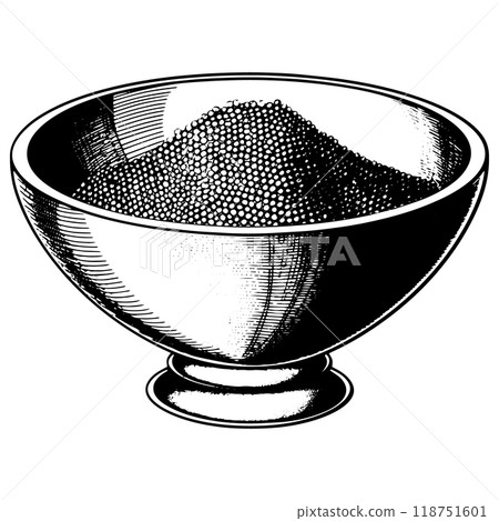 銅雕刻向量圖的一碗香料。 118751601