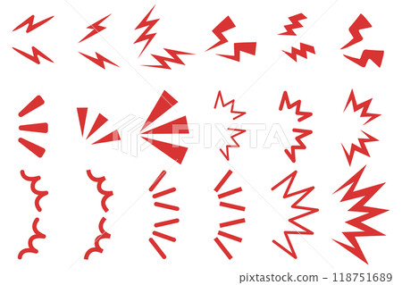 Notice, surprise, attention, emphasis, illustration set of red icons 118751689