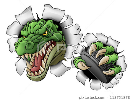 Crocodile Dinosaur Alligator Hockey Sports Mascot 118751878