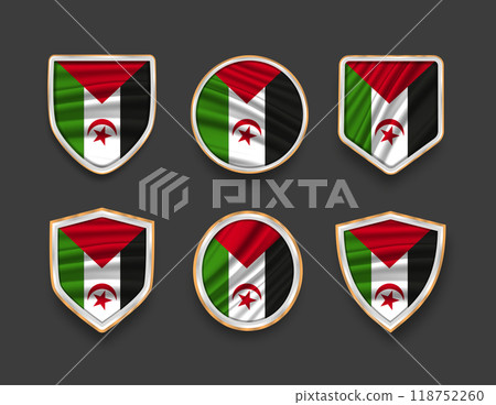 set of flags in frames with various frame shapes 118752260