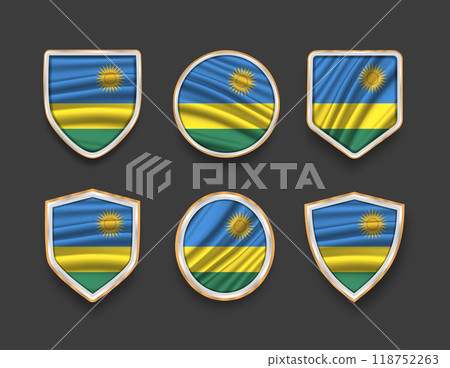 set of flags in frames with various frame shapes 118752263