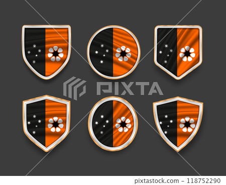 set of flags in frames with various frame shapes 118752290