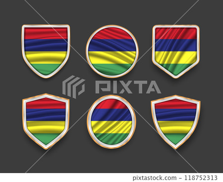 set of flags in frames with various frame shapes 118752313