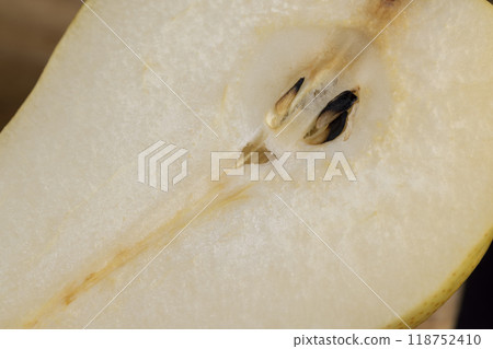 delicious yellow pears with a red side cut into pieces delicious yellow pears with a red side cut into pieces 118752410
