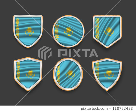 set of flags in frames with various frame shapes 118752458