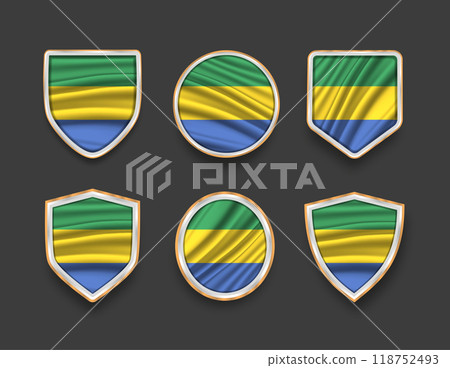 set of flags in frames with various frame shapes 118752493