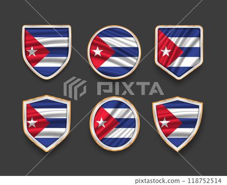 set of flags in frames with various frame shapes 118752514