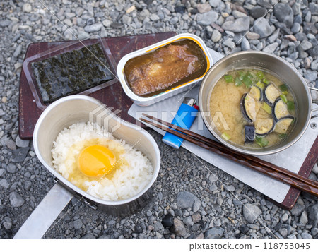 Japanese breakfast at the camp Japanese breakfast at the camp 118753045