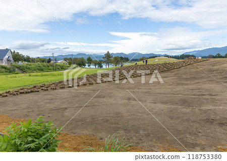 Turf laying work Turf laying work 118753380