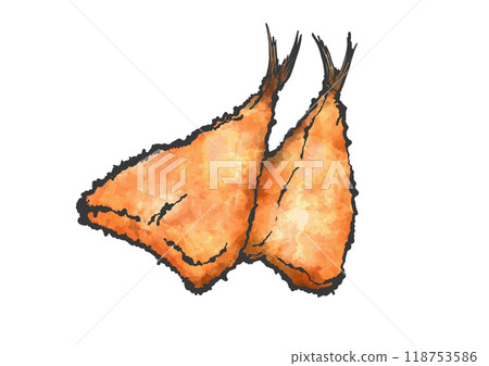 炸竹莢魚手繪畫筆畫風格插畫 炸竹莢魚手繪畫筆畫風格插畫 118753586