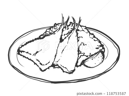 炸竹莢魚手繪畫筆畫風格插畫 118753587