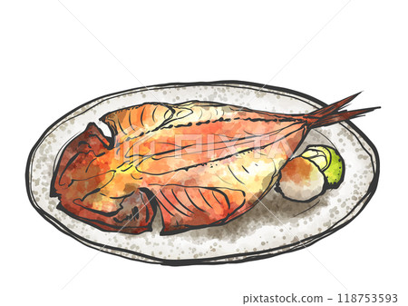 Hand-drawn illustration of horse mackerel fillet Hand-drawn illustration of horse mackerel fillet 118753593