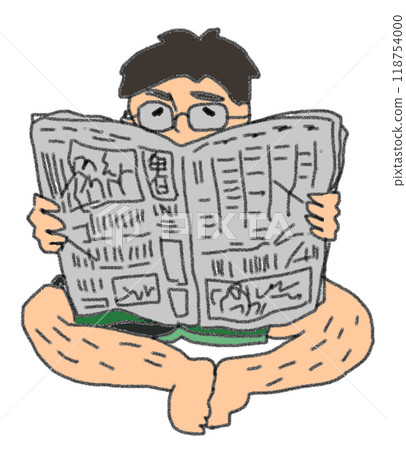 鉛筆畫風格昭和時代父親的彩色插圖 118754000