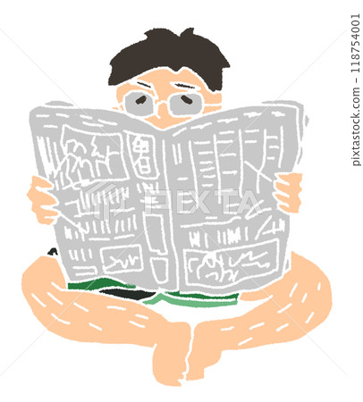 昭和時代父親的彩色插圖，採用鉛筆繪畫風格，無線條圖 118754001